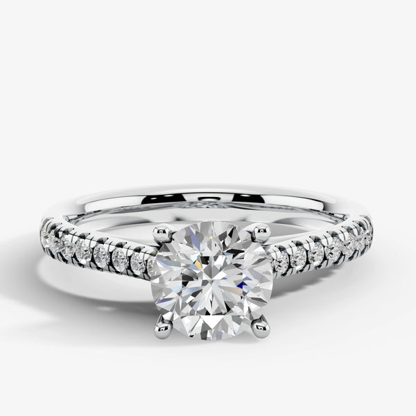"Solace" 2.50 Carat Round Brilliant Cut Diamond Shoulders Platinum Engagement Ring HEERA DIAMONDS