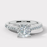 "Solace" 2.50 Carat Round Brilliant Cut Diamond Shoulders Platinum Engagement Ring HEERA DIAMONDS