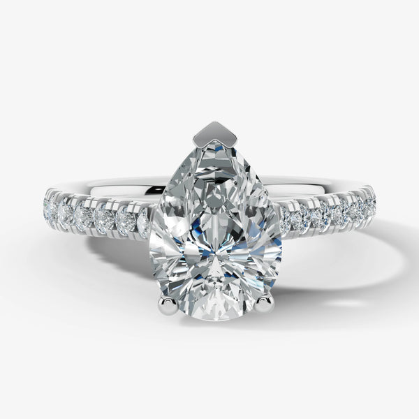 "Starry" 5 Carat Pear Shape Diamond Shoulder Engagement Ring HEERA DIAMONDS