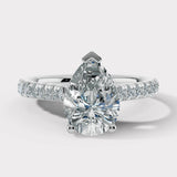 "Starry" 5 Carat Pear Shape Diamond Shoulder Engagement Ring HEERA DIAMONDS
