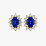 TANZANITE AND DIAMOND CLUSTER STUD EARRINGS