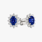 TANZANITE AND DIAMOND CLUSTER STUD EARRINGS