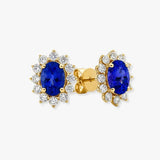 TANZANITE AND DIAMOND CLUSTER STUD EARRINGS