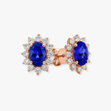 TANZANITE AND DIAMOND CLUSTER STUD EARRINGS