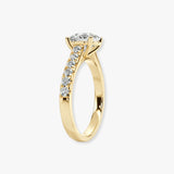 "Tensey" Elongated 5 Carat Cushion Cut Diamond Shoulder Engagement Ring