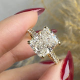 "Tensey" Elongated Cushion Cut Diamond Shoulder Engagement Ring Life Style- Front View