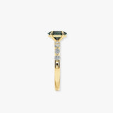 "Tessa" Oval Cut 2 Carat Lab Grown Fancy Vivid Green Diamond Shoulder 18k Yellow Gold Engagement Ring DSOC05