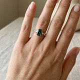 "Tessa" Oval Cut 2 Carat Lab Grown Fancy Vivid Green Diamond Shoulder 18k Yellow Gold Engagement Ring DSOC05