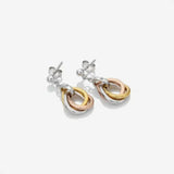 Trio Teardrop Earrings - Rose and Gold Plate Accents Hot Diamonds