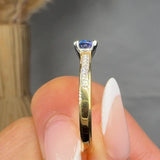 "Trivelle" 0.54 Carat Round Cut Blue Sapphire Natural Diamond Shoulder Engagement Ring MSR776