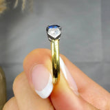 "Vaelisse" 0.75 Carat  Blue Sapphire Round Cut Natural Diamond Trilogy Engagement Ring MSR549