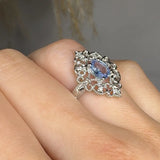 "Valyss" Tanzanite 0.70 Carat Oval Cut Diamond Engagement Ring RAM801R HEERA DIAMONDS