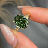 "Varnyx" Green 2.69 Carat Oval Cut Trilogy Lab Grown Diamond Engagement Ring HLM512 HEERA DIAMONDS