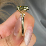 "Varnyx" Green 2.69 Carat Oval Cut Trilogy Lab Grown Diamond Engagement Ring HLM512 HEERA DIAMONDS