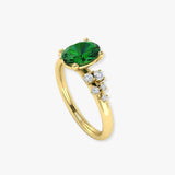 "Varnyx" Green 2.69 Carat Oval Cut Trilogy Lab Grown Diamond Engagement Ring HLM512