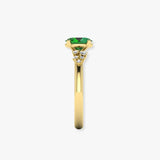 "Varnyx" Green 2.69 Carat Oval Cut Trilogy Lab Grown Diamond Engagement Ring HLM512