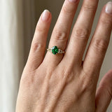 "Varnyx" Green 2.69 Carat Oval Cut Trilogy Lab Grown Diamond Engagement Ring HLM512