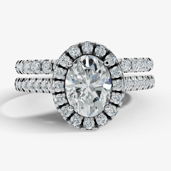 "Veronica" 1.75 Carat Oval Cut Diamond Matching Bridal Set Engagement Ring HEERA DIAMONDS
