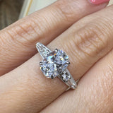 "Vesky" Cushion Cut 1.50 Carat Diamond Shoulder Platinum Engagement Ring DSCC05 HEERA DIAMONDS