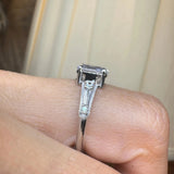 "Vesky" Cushion Cut 1.50 Carat Diamond Shoulder Platinum Engagement Ring Life Style- Side View