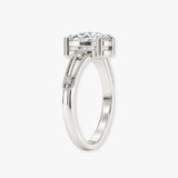 "Vesky" Cushion Cut 1.50 Carat Diamond Shoulder Platinum Engagement Ring DSCC05