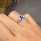 "Vessara" 0.74 Carat Round Cut Blue Sapphire Natural Diamond Engagement Ring MSR807