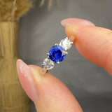 "Vessara" 0.74 Carat Round Cut Blue Sapphire Natural Diamond Engagement Ring MSR807