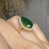 "Vexil" Emerald Green 5.56 Carat Pear Cut Natural Diamond Engagement Ring HR841 HEERA DIAMONDS