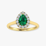 "Vexil" Emerald Green 5.56 Carat Pear Cut Natural Diamond Engagement Ring HR841