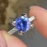 "Veylora" Tanzanite 1.3 Carat Round Cut Natural Diamond Shoulder Engagement Ring HM554 HEERA DIAMONDS