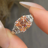"Vionyx" Pink 2.03 Carat Princess Cut Trilogy Lab Grown Diamond Engagement Ring HLM424 HEERA DIAMONDS