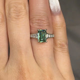 "Vior" Green 1.5 Carat Emerald Cut Diamond Shoulder Engagement Ring HR1329 HEERA DIAMONDS
