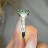 "Vior" Green 1.5 Carat Emerald Cut Diamond Shoulder Engagement Ring HR1329 HEERA DIAMONDS