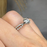 "Virelix" 0.71 Carat Round Cut Natural Diamond Shoulder Engagement Ring HM302