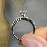 "Virelix" 0.71 Carat Round Cut Natural Diamond Shoulder Engagement Ring HM302