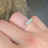 "Vireluxe" 0.26 Carat Princess Cut Natural Diamond Trilogy Engagement Ring MDR4250