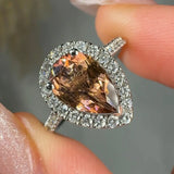 "Vireon" Brown Sapphire 1.2 Carat Pear Cut Natural Diamond Shoulder Engagement Ring HR1472 HEERA DIAMONDS