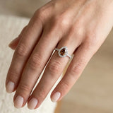 "Vireon" Brown Sapphire 1.2 Carat Pear Cut Natural Diamond Shoulder Engagement Ring HR1472