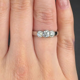 "Virestaine" 0.67 Carat  Round Cut Natural Diamond Trilogy Engagement Ring MDR3752