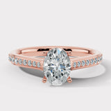 "Vivien" 1 Carat Oval Cut Diamond Channel Set Diamond Shoulder Engagement Ring DSOC09 HEERA DIAMONDS