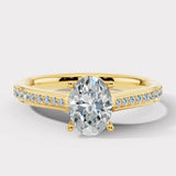 "Vivien" 1 Carat Oval Cut Diamond Channel Set Diamond Shoulder Engagement Ring DSOC09 HEERA DIAMONDS