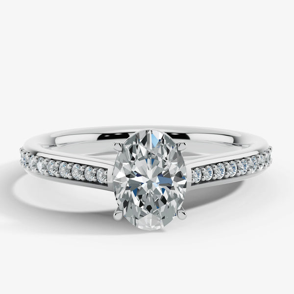 "Vivien" Oval Cut Diamond Channel Set Diamond Shoulder Engagement Ring DSOC09 HEERA DIAMONDS