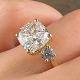 "Vogue" 4.02 Carat Cushion Cut Trilogy Diamond Engagement Ring HLR645 HEERA DIAMONDS