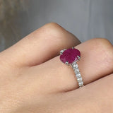 "Vyraza" Ruby 1.16 Carat Oval Cut Diamond Shoulder Engagement Ring HM964 HEERA DIAMONDS