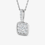 WHITE GOLD CLUSTER DIAMOND PENDANT WITH CHAIN