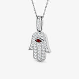 WHITE GOLD HAMZA DIAMOND PENDANT WITH CHAIN