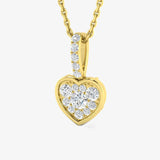 WHITE GOLD HEART DIAMOND CLUSTER WITH CHAIN