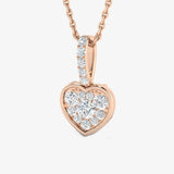 WHITE GOLD HEART DIAMOND CLUSTER WITH CHAIN