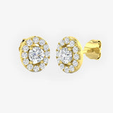 WHITE GOLD OVAL SHAPE HALO DIAMOND EARRING
