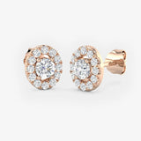 WHITE GOLD OVAL SHAPE HALO DIAMOND EARRING
